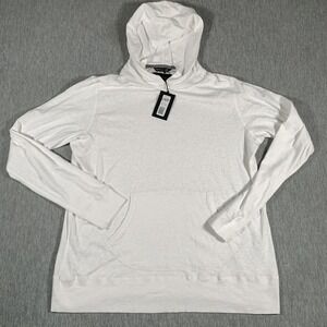 Wings + Horns Hoodie Mens 2XL White Slub Cotton Pullover Made Canada Lightweight